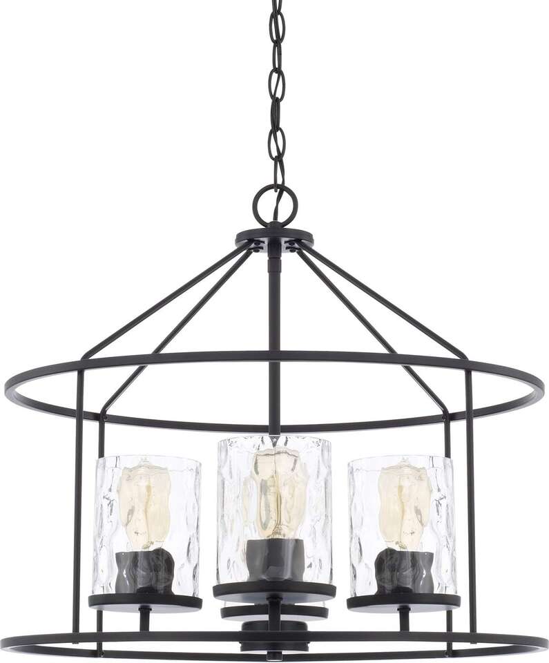 NEW CAPITAL LIGHTING 4 LIGHT BLACK GLASS CHANDELIER