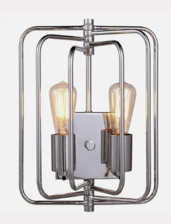 NEW ELEGANT LIGHTING LEWIS 2 LIGHT POLISHED NICKEL WALL SCONCE (2 AVAILABLE) - RETAILS $130 EACH