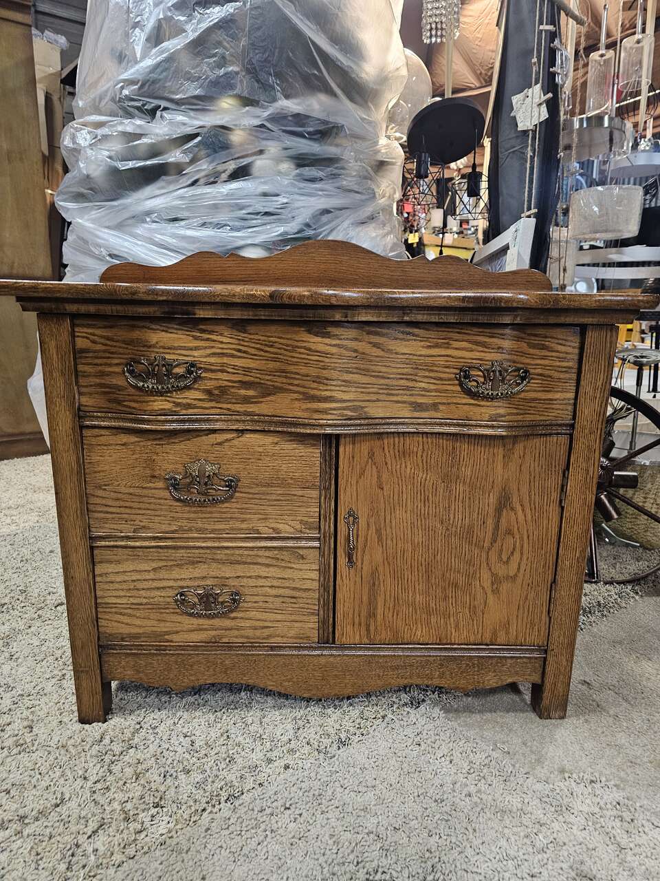 ANTIQUE DRY SINK CUPBOARD WOODEN CABINET