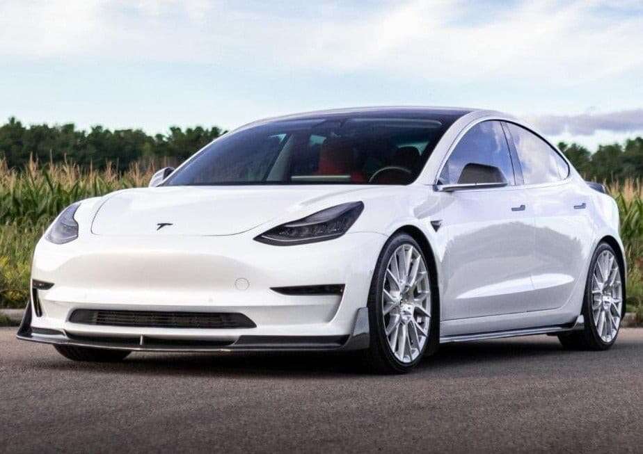 Carbon Prestige fiber front lip spoiler Tesla Model 3
