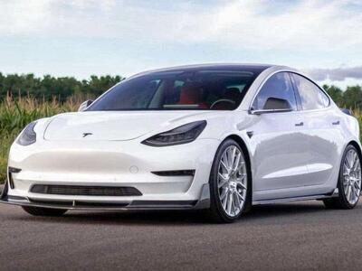 Carbon Prestige fiber front lip spoiler Tesla Model 3