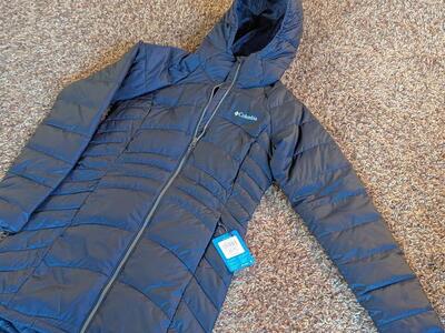women's XS Columbia long hooded coat