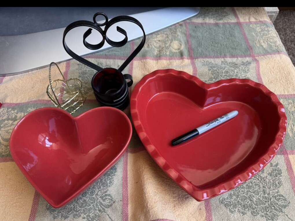 Glass and Iron / Metal Heart Valentine Decorations