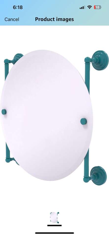 New Round Mirror With Teal Brass Rods