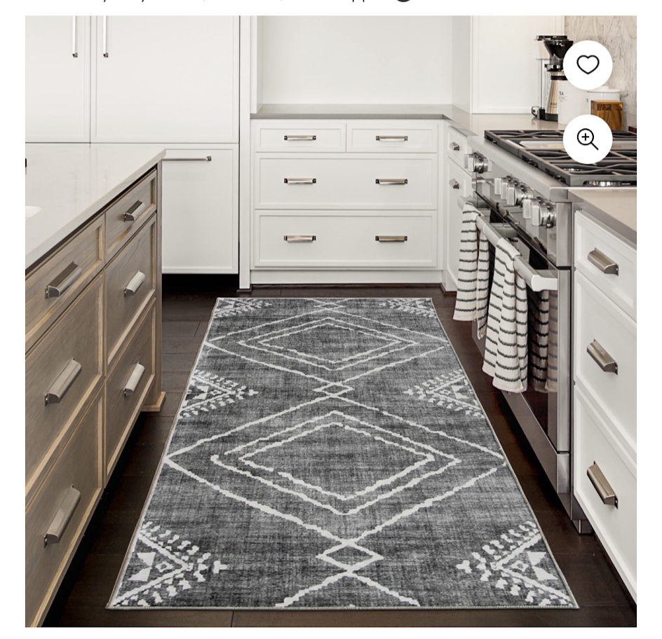 REALIFE RUGS PRINTED MOROCCAN DIAMOND GREY ECO FRIENDLY 2'6"X8'/BRAND NEW