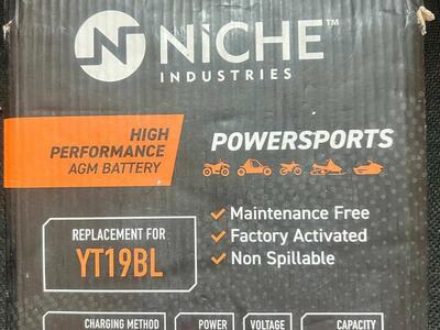 NICHE INDUSTRIES POWERSPORTS HIGH PERFORMACE AGM BATTERY YT19BL/NEW
