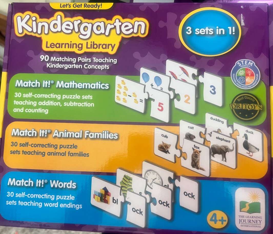 KINDERGARTEN LEARNING LIBRARY 3 SETS IN 1/4+/BRAND NEW