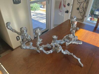 Heavy Long Silver Candle Holder Branch