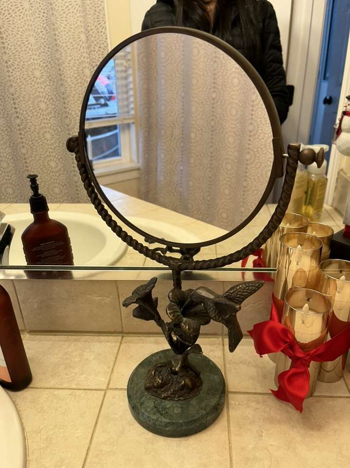 Bronze Hummingbird And Granite Mirror