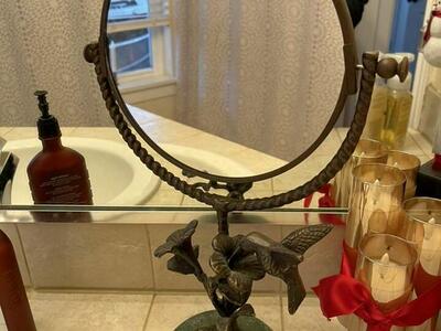 Bronze Hummingbird And Granite Mirror