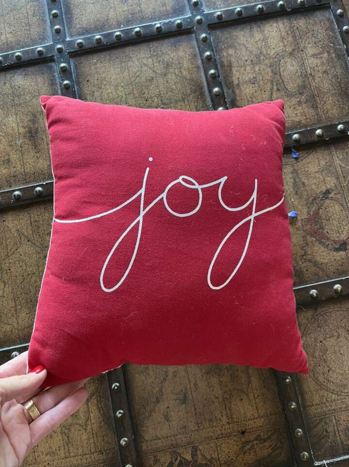 Joy holiday small Pillow red 11 X 10 deseret book
