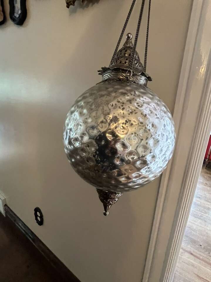 Beautiful heavy metal and glass candle holder