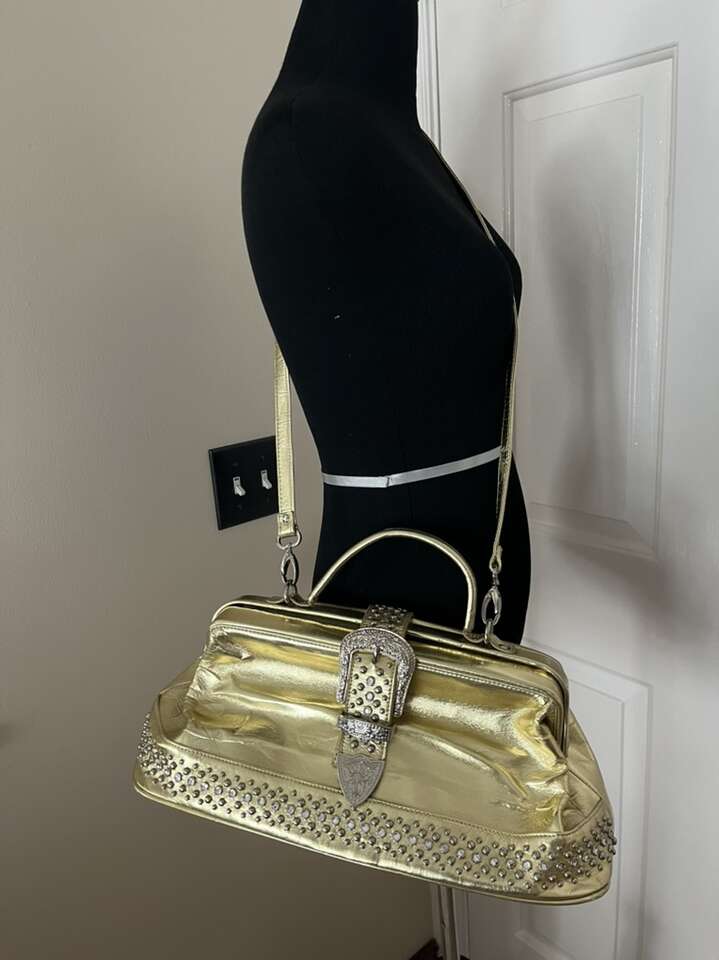 Vintage Rhinestone Purse Gold Colored