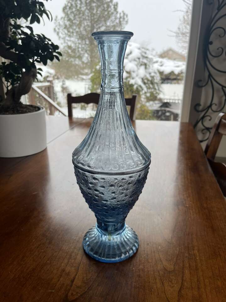 Beautiful Blue Glass vase Made In Spain 13