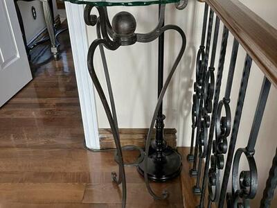 Tall Beveled Glass Wrought Iron Plant Stand