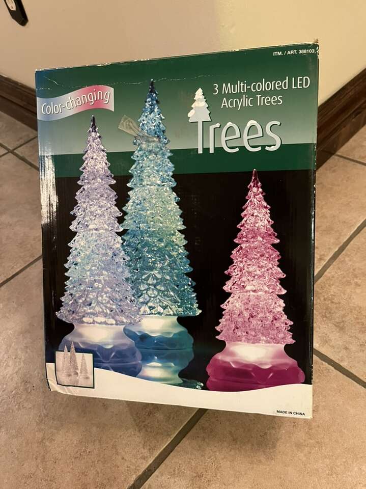 Set Of 3 Battery Operated Acrylic Trees