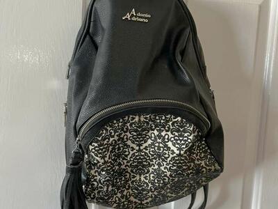 Adonio Adriano Backpack Purse Black And White 16”