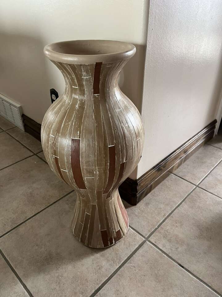 Large Ceramic Vase 30 Tall Light Tan Heavy