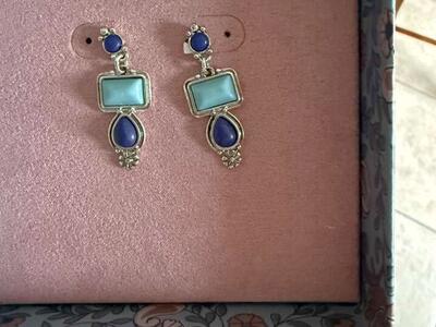 Lucky Brand New Earrings Blue And Silver 1 1/2