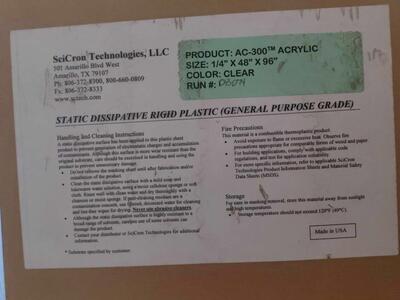 New 48" X 96" 0.25 (1/4") Static Dissipative Clear Acrylic
