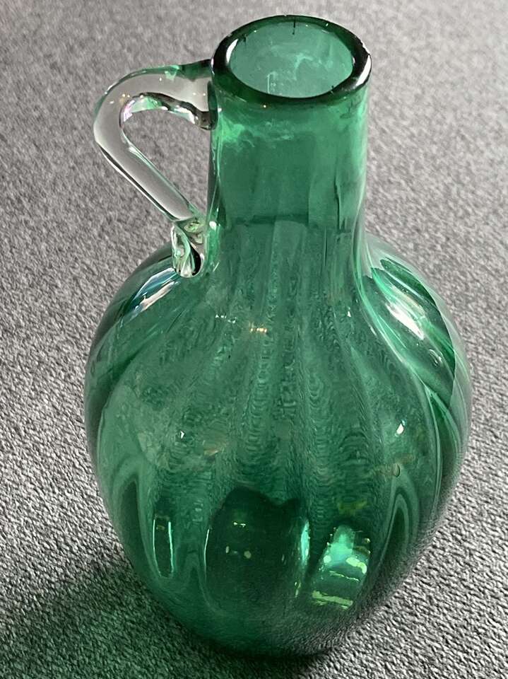 Vintage Bischoff Art Glass Green Pitcher Jug $10