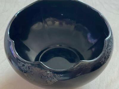 Vintage Round Black Amethyst Art Deco Style Bowl