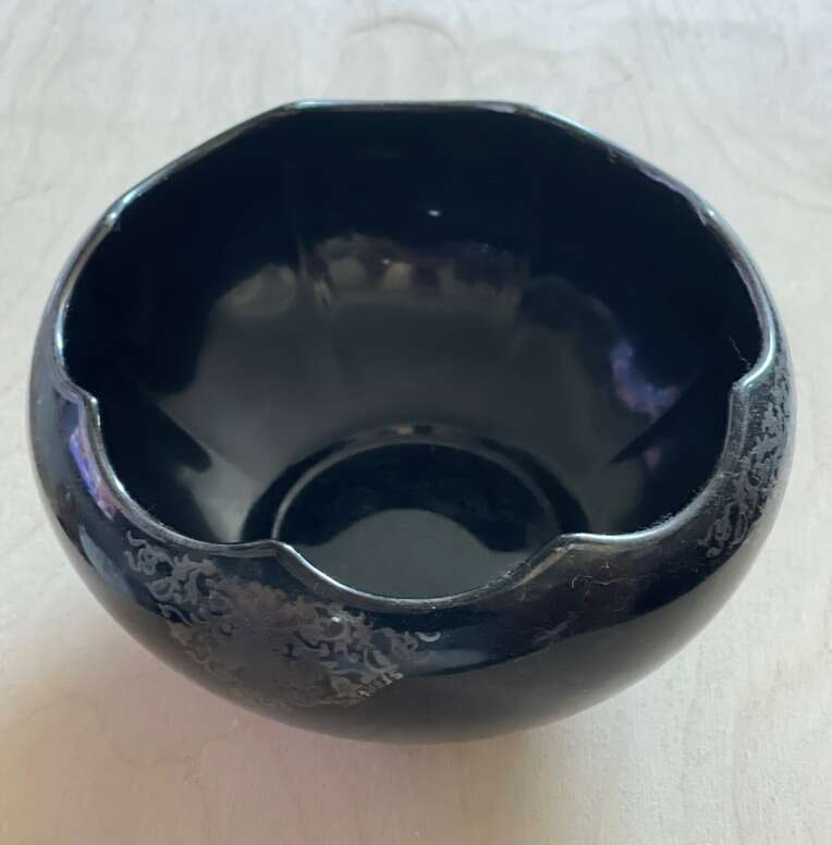 Vintage Round Black Amethyst Art Deco Style Bowl