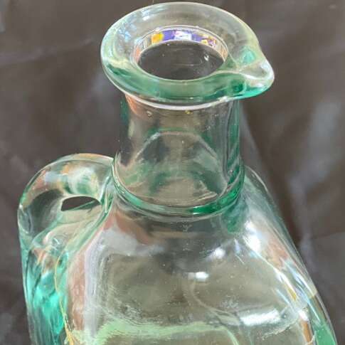 Vintage Small Square Bottom Green/ Glass Bottle