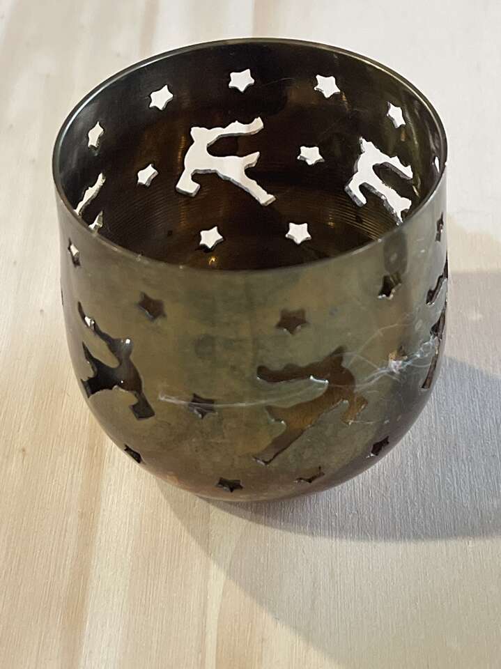 Vintage 2 Small Round Brass Candle Holders $7