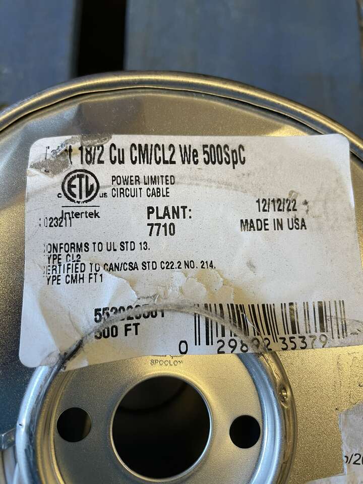 18awg 2 Conductor CL2 Thermostat Cable