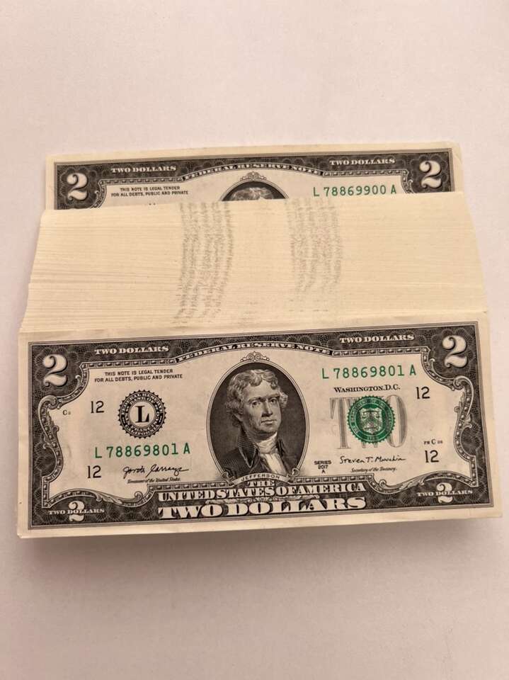 New Uncirculated 100 Consecutive $2 Bills