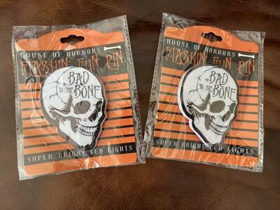 Skeleton Bad To The Bone New Set Of 2 Light Up Pin