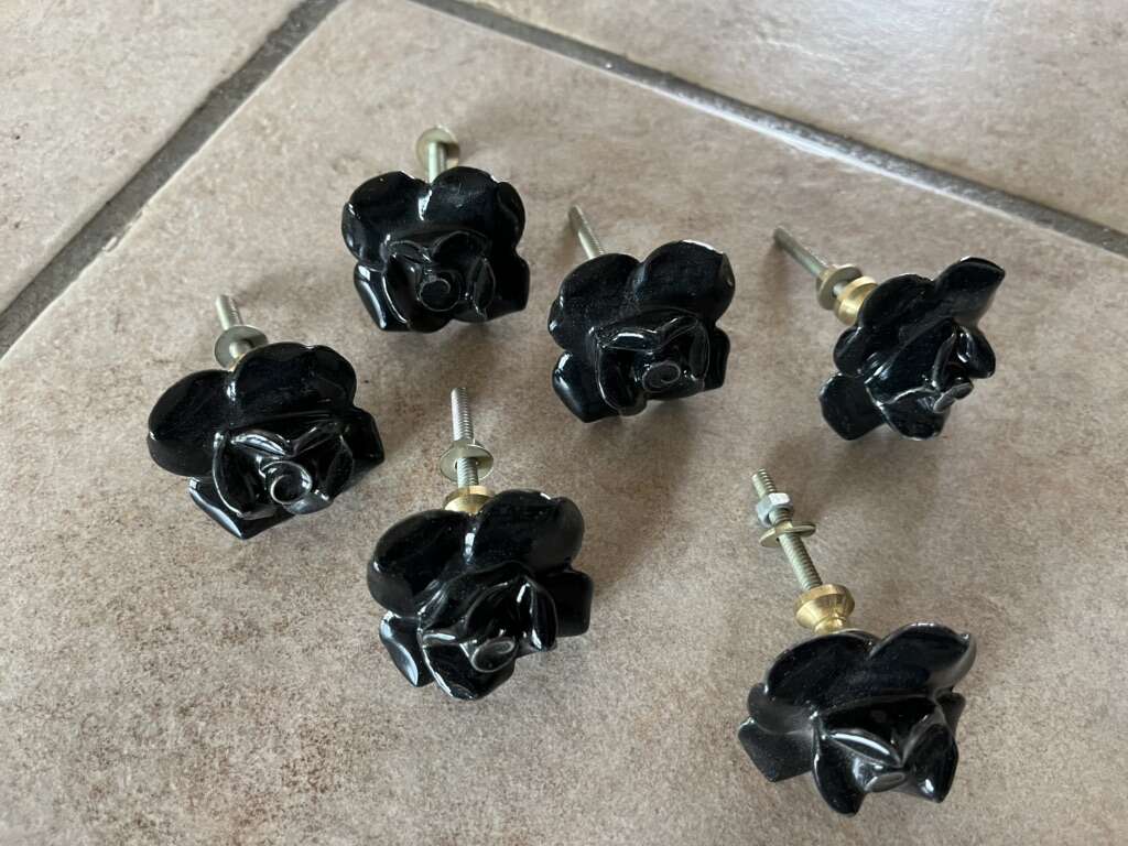 Black rose drawer pulls 3” L by 2” W (6)