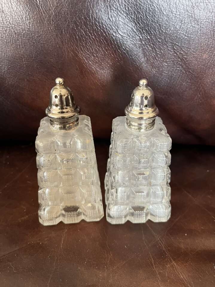 Vintage Set Of Glass Salt And Pepper Shakers