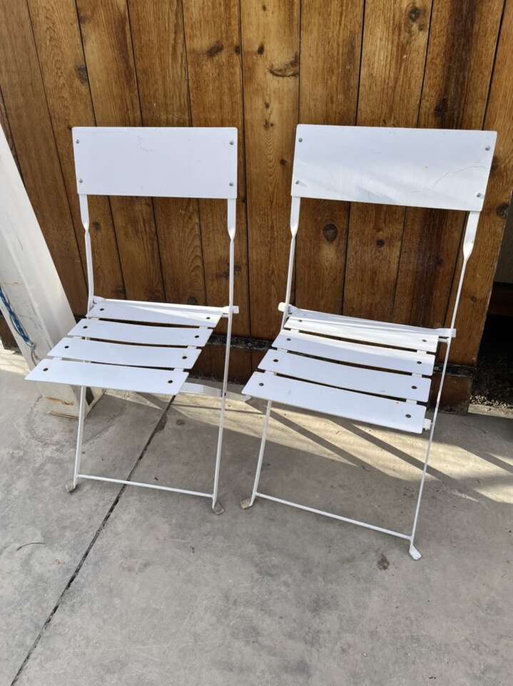 Set Of Heavy Metal Folding Patio Chairs $75 Set
