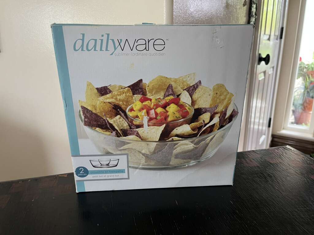 Brand New Glass Chip And Dip Serving Set 2