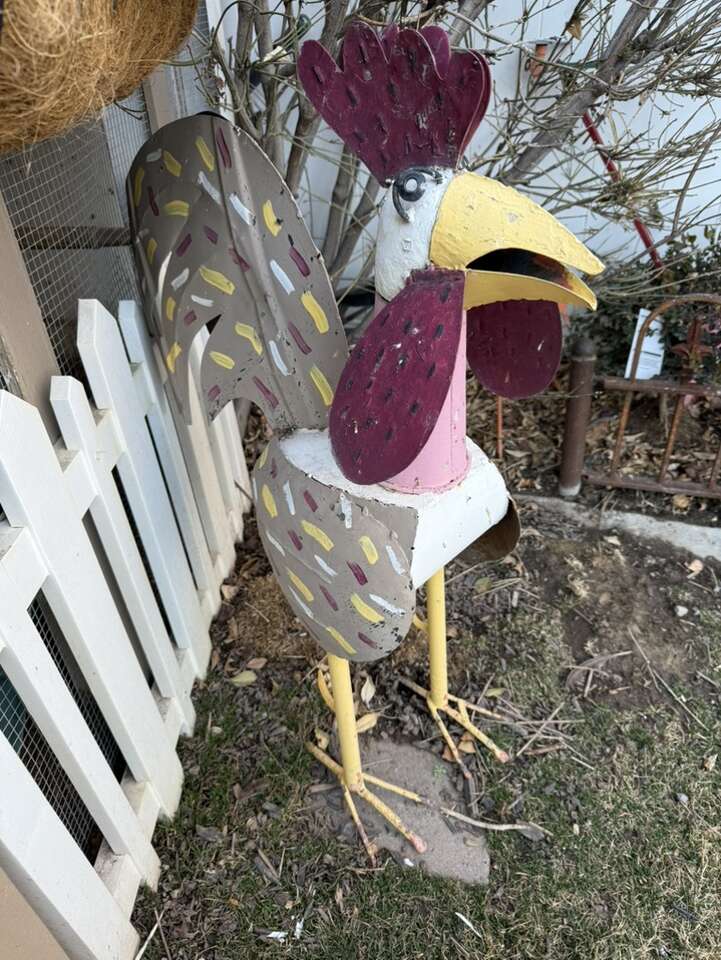 Metal Rooster About 3 Feet Tall