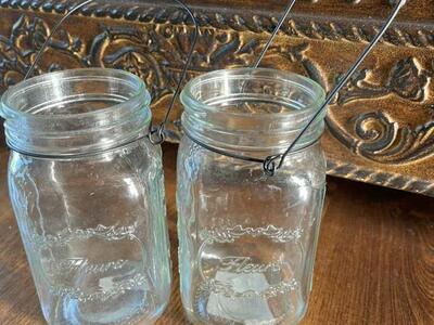 Set Of 2 Hanging Fleurs Mason Jars