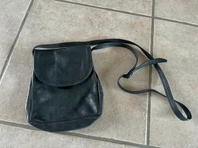 Black Grey Leather Satchel Bag