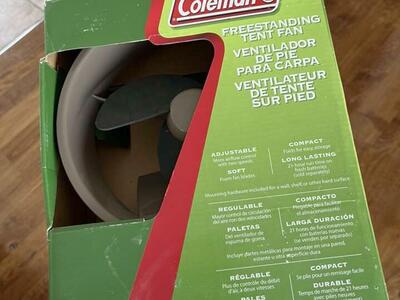 Coleman freestanding tent fan new!!!