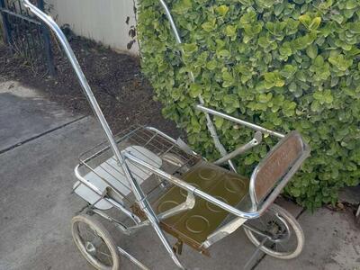 Antique Baby Pram Frame Buggy Folds Up Only Has