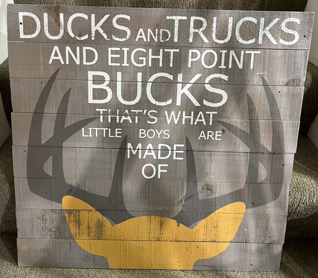 Large Cute Boys Room Sign Ducks Trucks Bucks