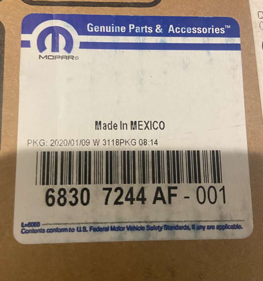 2018-2022 Jeep Wrangler Gladiator OE Front Right Park Turn Signal Lamp 68307244AF