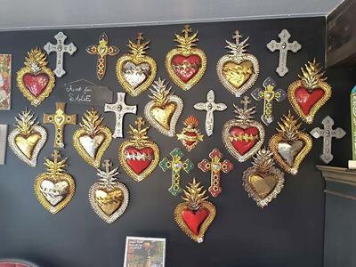 sacred heart or milagros and crosses for sale