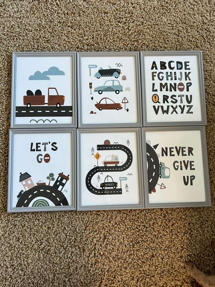 Set Of 6Frames With Kid Transportation