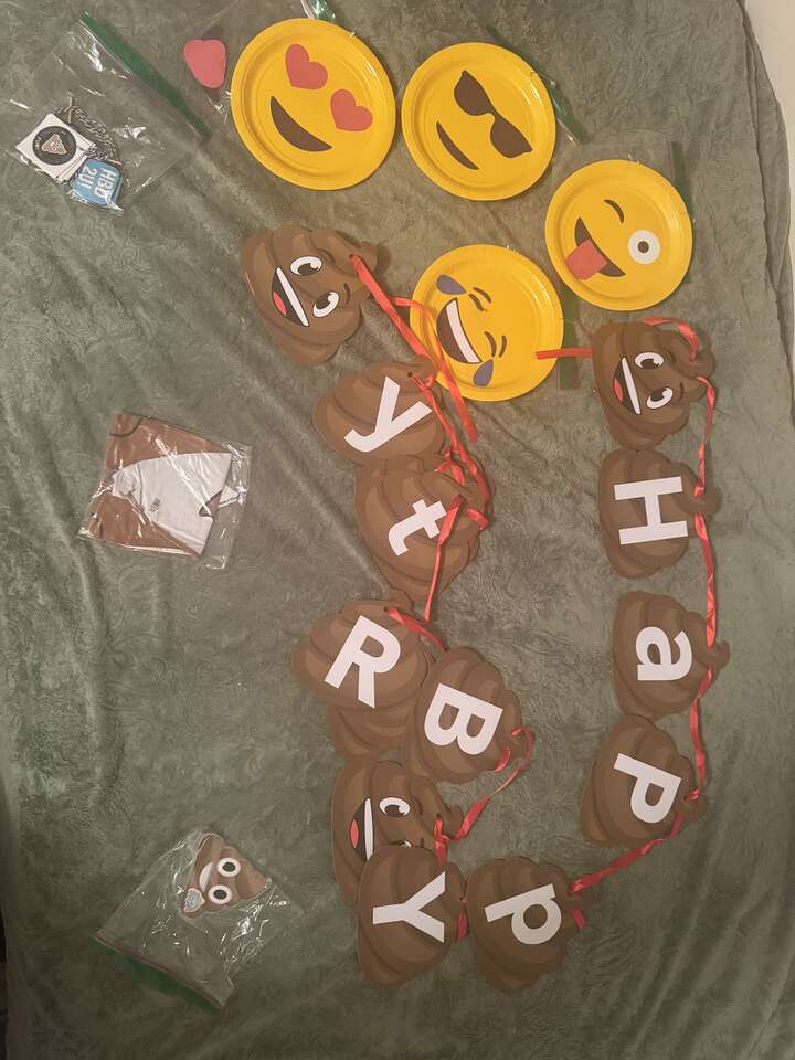 Birthday party Poop theme banner