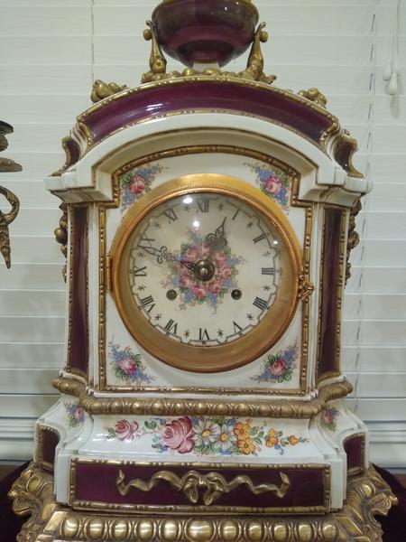 German enamel table clock