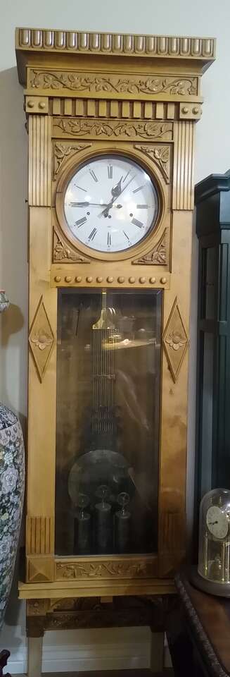 ANTIQUE GAZO OAK HANGING WALL CLOCK Reduced $2000