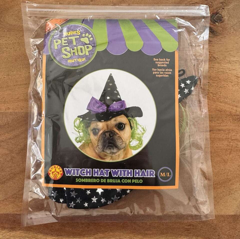 Rubies Pet Shop Dog Witch Hat with Hair - Size M/L