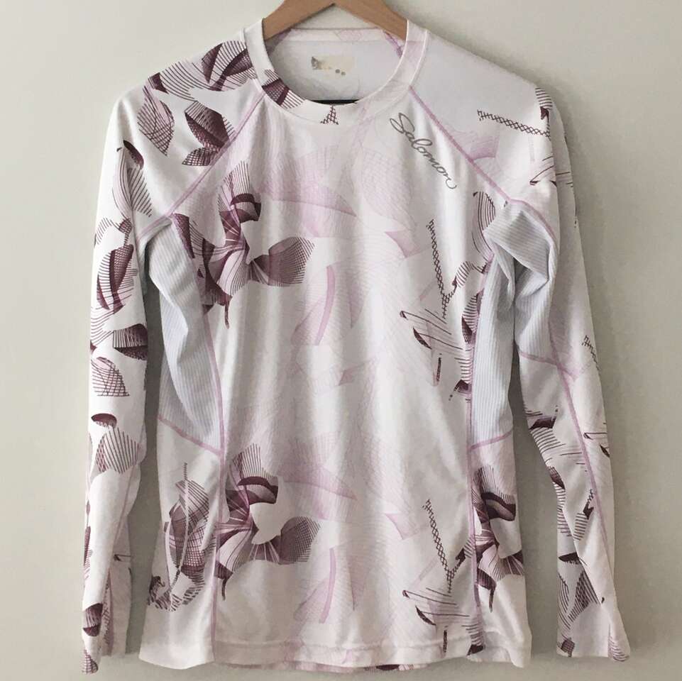 SALOMON Pullover Base Layer ActiLite Shirt Top - Womens M - White/Purple/Pink